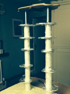 Sanitising the cake frame for the life sized Grenadier Guard Cake