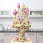 Rosie Cake-Diva Fairy Kingdom Cake Tree Structure Cake with Bark Turrets and Mushrooms Pedestal Stand